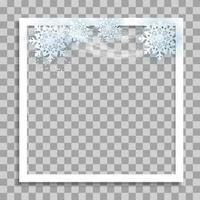 Empty Photo Frame with Winter Snow Template vector