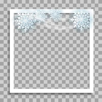 Empty Photo Frame with Winter Snow Template