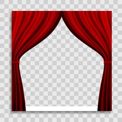 Empty Photo Frame Template with open curtains