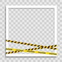 Empty Photo Frame with Caution Warning lines vector