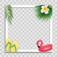 Empty Photo Frame Template with Summer Palm Leaves vector