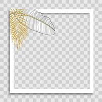 Empty Photo Frame Template with Summer Palm Leaves vector