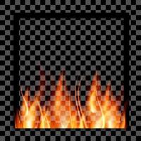 Empty Photo Frame with Realistic Fire Template vector