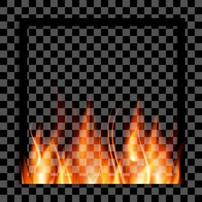 Empty Photo Frame with Realistic Fire Template