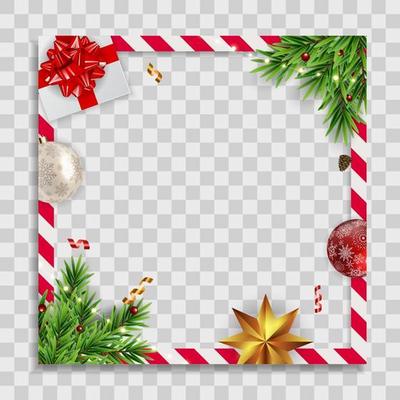 Holiday Photo Frame Template. Merry Christmas and Happy New Year