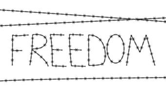 símbolo de conclusión de libertad, signo. alambre de espino