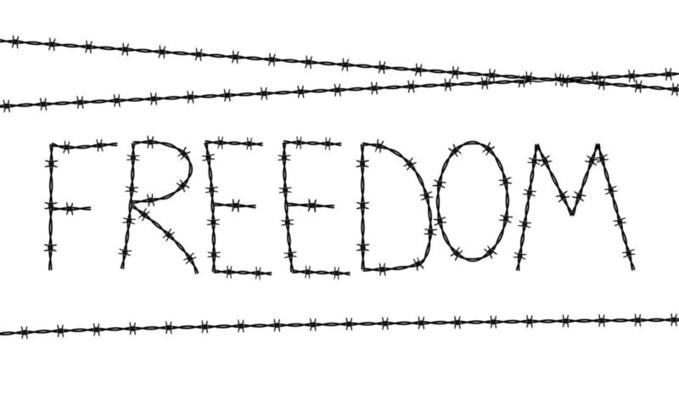 Freedom conclusion symbol, sign. Barbed wire