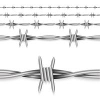 naturalista. Vista en 3d. alambre de púas de metal. patrón sin costuras. vector