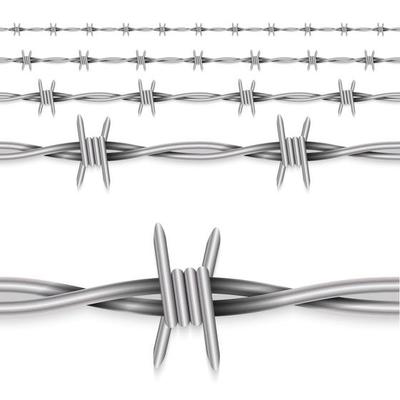 Naturalistic. 3D view. Metal barbed wire. Seamless pattern.