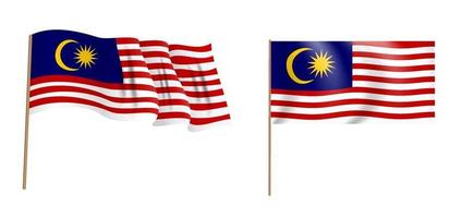 Colorful naturalistic waving flag of Malaysia. vector