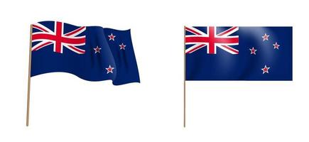 naturalistic waving flag of New Zealand. vector