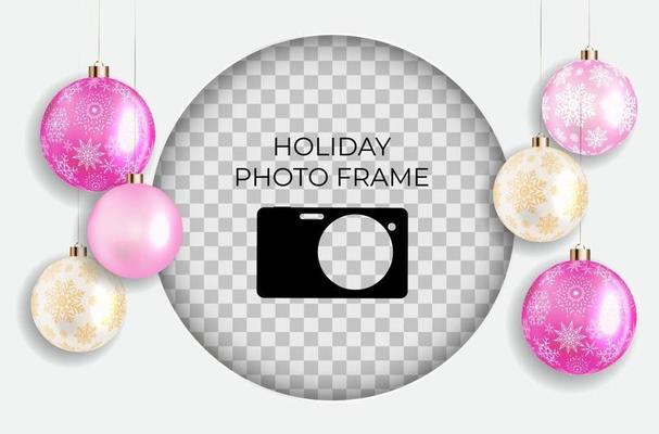 Holiday Photo Frame Template. Merry Christmas and Happy New Year