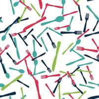 Abstract Seamless Pattern with tableware forks spoons and knives. vector