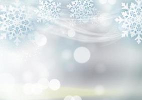 Winter decorative background template with snow, snowflakes and wind. vector