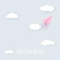 Paper Airplane Heart Background. Love is in the air concept. vector