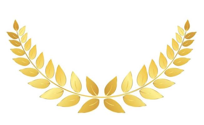 Golden Laurel wreath isolated on white background.