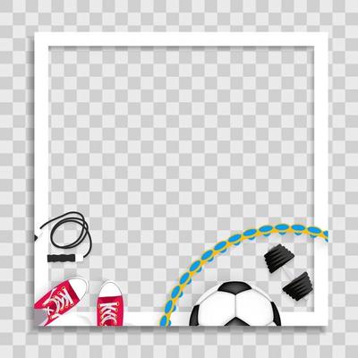 Empty Photo Frame Template with Sport Items