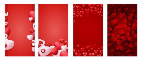 Valentines Day Love Background for Stories Post Set. vector