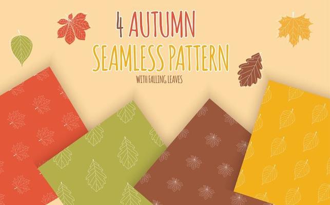 Abstract Seamless Pattern Background with Falling Autumn Leaves