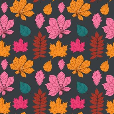 Abstract Seamless Pattern Background with Falling Autumn Leaves.