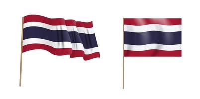 Colorful naturalistic waving flag of Kingdom of Thailand. vector