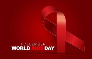 1 December World Aids Day Concept with Red Ribbon Sign vector