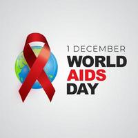 1 December World Aids Day Concept with Red Ribbon Sign vector