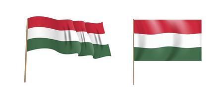 Colorful naturalistic waving flag of Hungary country. vector