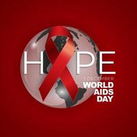 1 December World Aids Day Concept with Red Ribbon Sign vector