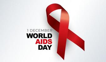 1 December World Aids Day Concept with Red Ribbon Sign vector