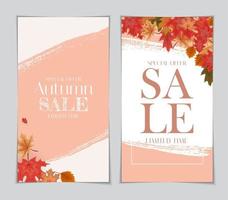 Abstract Autumn Sale Background with Falling Autumn Leaves vector