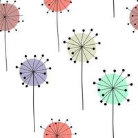 Abstract Hand Drawn Dandelion flower seamless pattern background vector