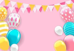 Glossy Happy Birthday Balloons Background Vector Illustration