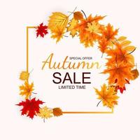 Abstract Autumn Sale Background with Falling Autumn Leaves vector