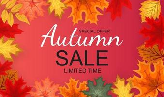 Abstract Autumn Sale Background with Falling Autumn Leaves vector