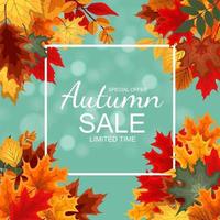 Abstract Autumn Sale Background with Falling Autumn Leaves vector