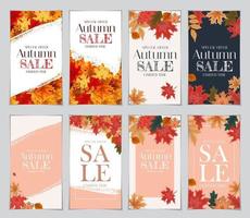 Abstract Autumn Sale Background with Falling Autumn Leaves vector