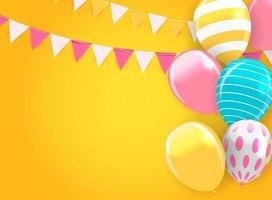 Glossy Happy Birthday Balloons Background Vector Illustration