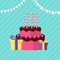 Abstract Happy Birthday Background Card Template with Cake vector