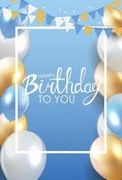 Glossy Happy Birthday Balloons Background Vector Illustration