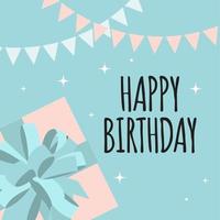 Abstract Happy Birthday Background Card Template with Gift Box vector