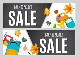 Abstract Back to School Sale Background with Falling Autumn Leaves vector