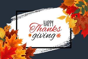 Happy Thanksgiving Day Autumn Background with Falling Autumn Leaves vector
