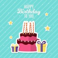 Abstract Happy Birthday Background Card Template with Cake vector