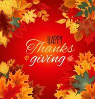 Happy Thanksgiving Day Autumn Background with Falling Autumn Leaves vector