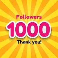 1000 Followers, Thank you Background for Social Network friends vector