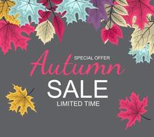 Abstract Autumn Sale Background with Falling Autumn Leaves vector