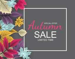 Abstract Autumn Sale Background with Falling Autumn Leaves vector