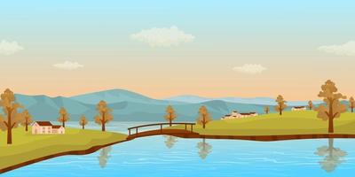 Pond  Landscape Background vector