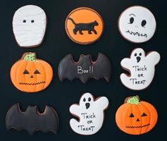 Mummy, bat, pumpkin, ghost, black cat cookies for Halloween photo